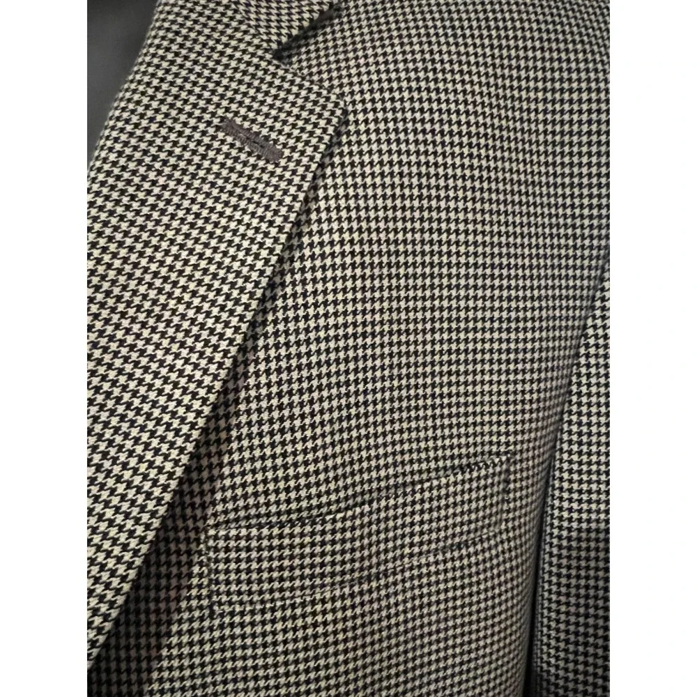 Ralph Lauren Blazer Mens 50R Tan Black Excellent 1998 Vintage Wool Houndstooth